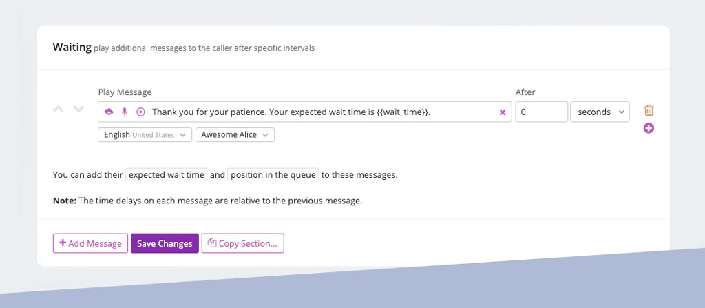 edit waiting settings in calltrackingmetrics
