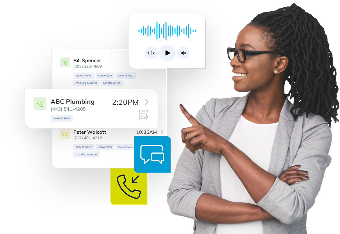 Woman pointing at CTM app
