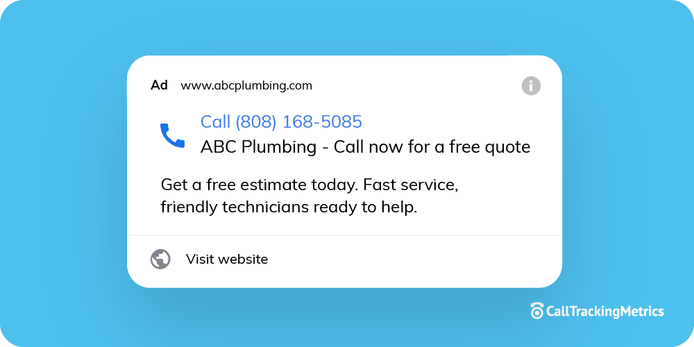 Graphic showing Google paid ad for ABC plumbing