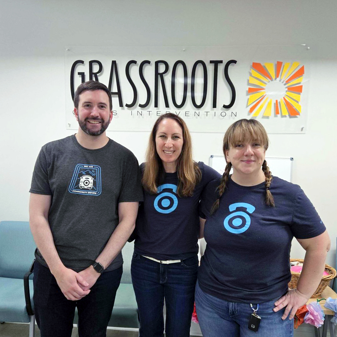 Volunteering photo with Andrew Clark, Dani Healey, and Rachael Wall