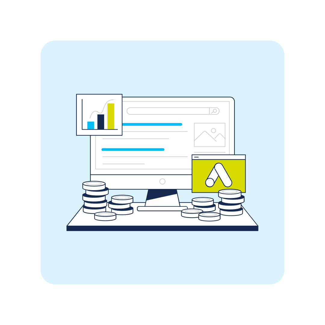 illustration of laptop with dashboard and analytics for digital agencies