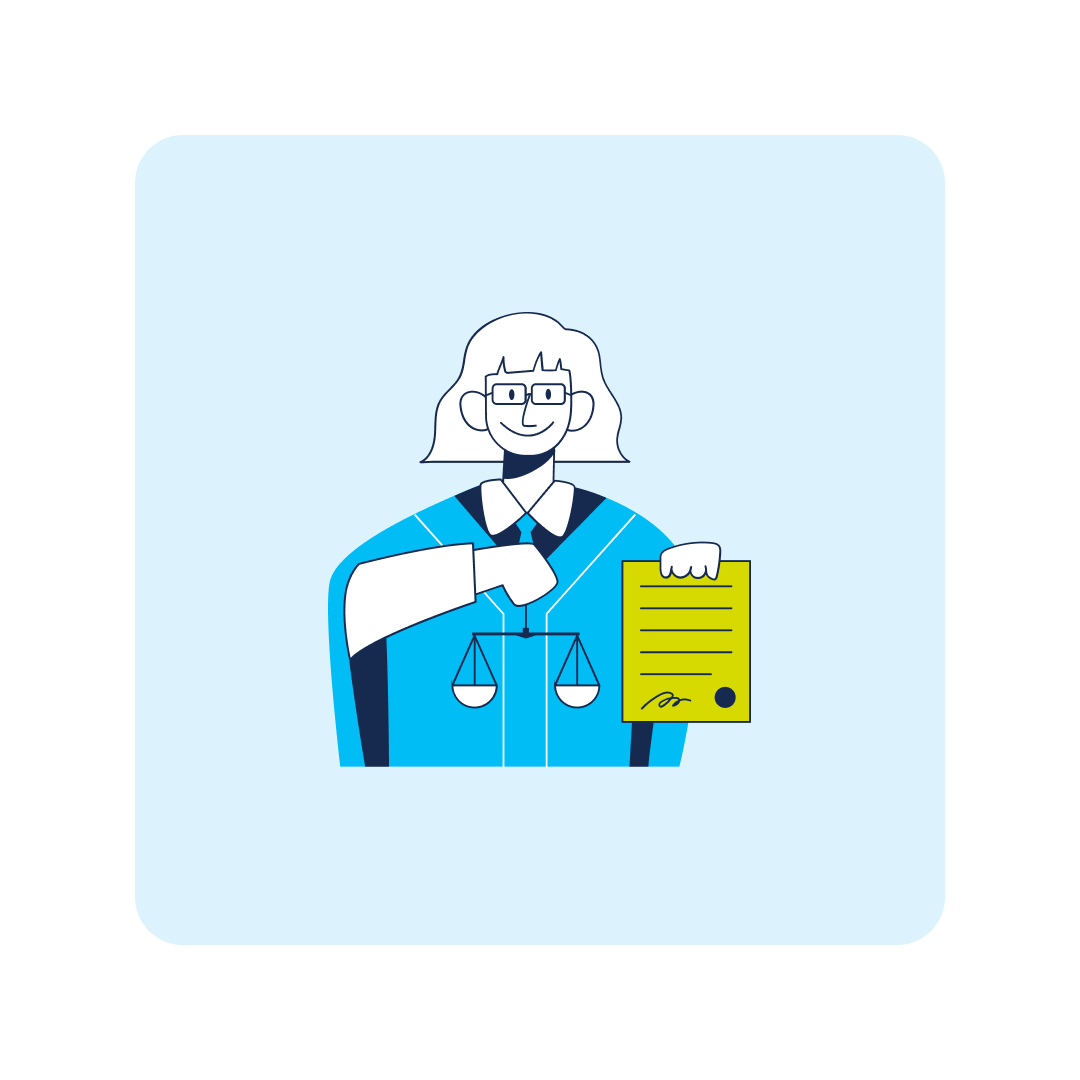 illustration of person holding law credentials in robe for legal